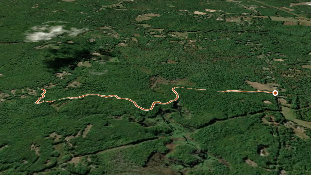 3-D terrain view of Orris Falls Trail