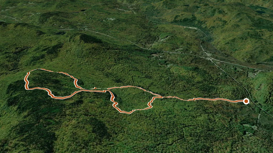 3-D terrain view of Long Mountain Trail