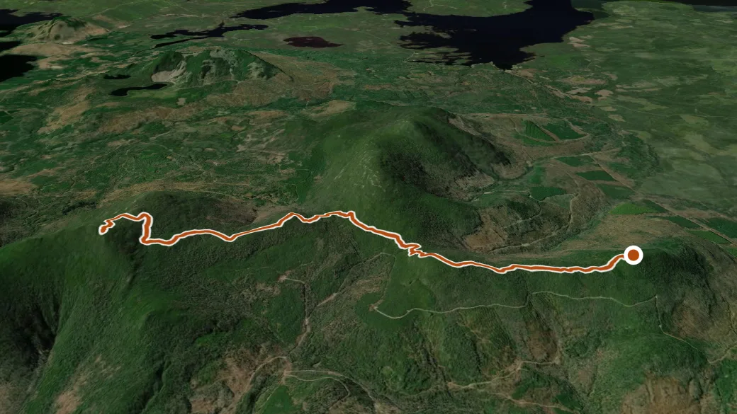 3-D terrain view of Baker Mountain Trail