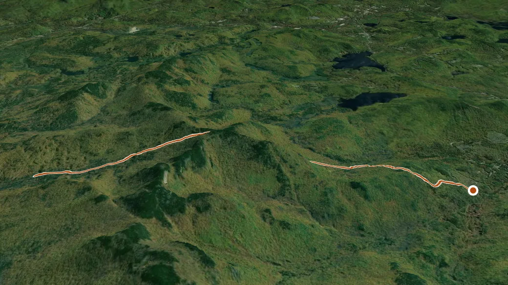 3-D terrain view of Miles Notch Trail