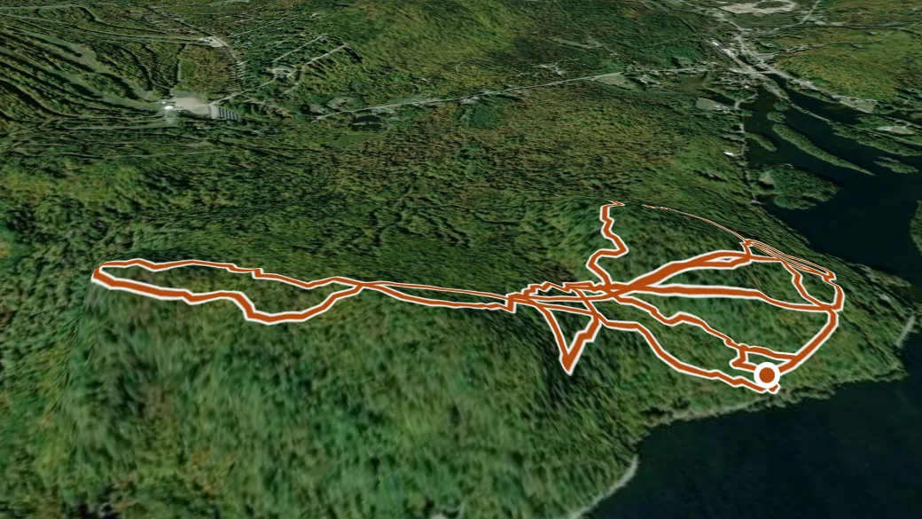 3-D terrain view of Maggie's Nature Park Trail