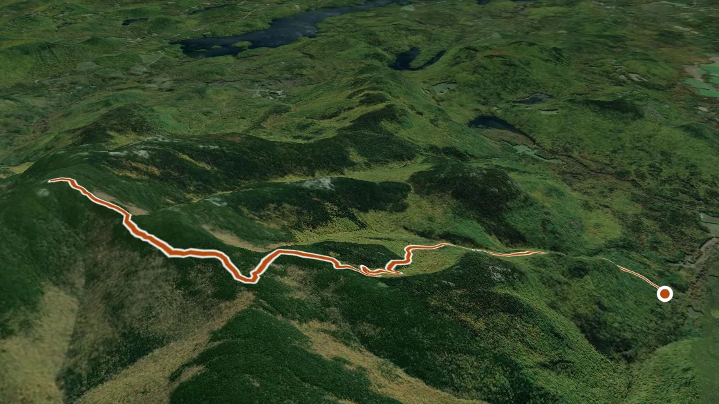3-D terrain view of Bickford Brook Trail