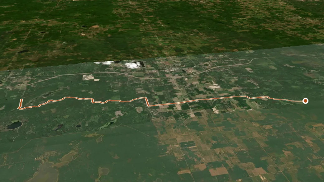 3-D terrain view of Shore To Shore Trail