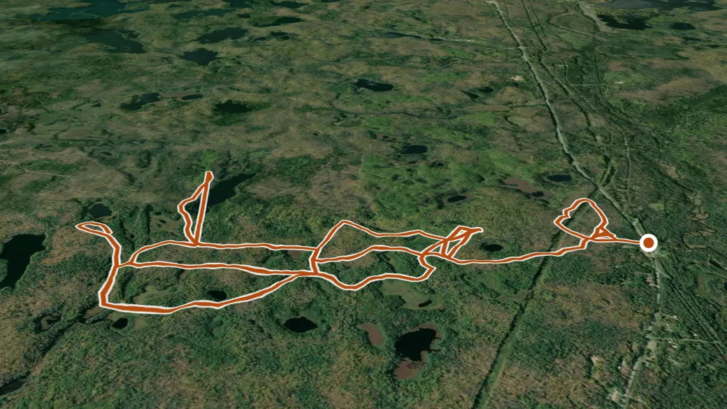 3-D terrain view of Sylvania Outfitters Ski Trail