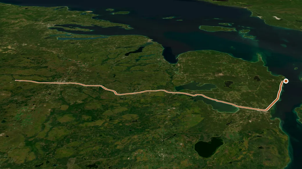 3-D terrain view of North Central State Trail