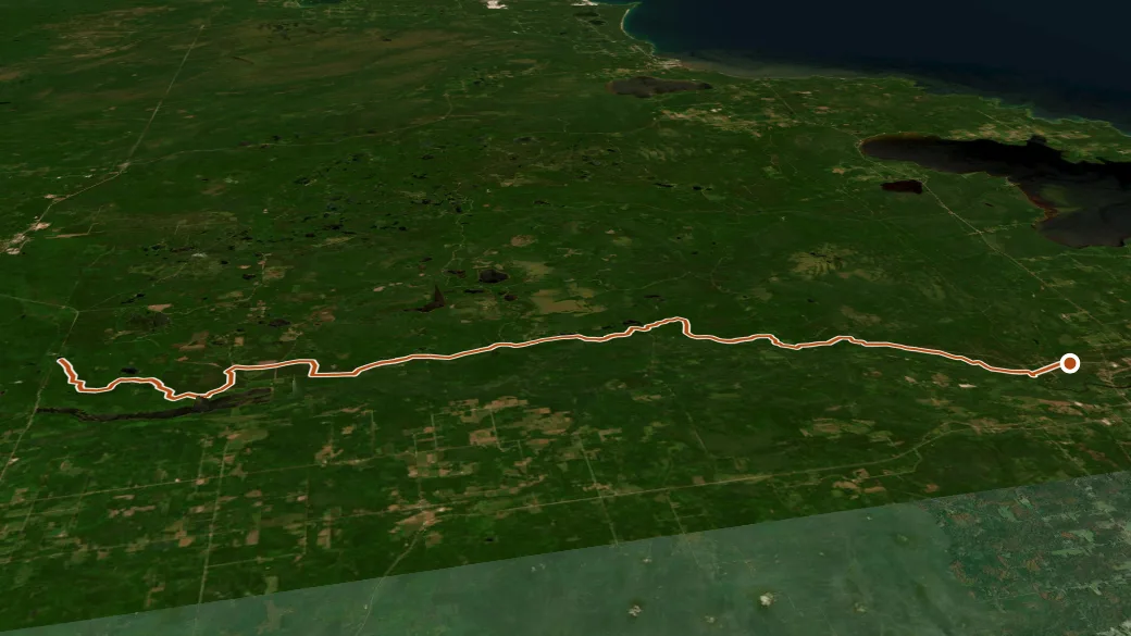 3-D terrain view of Bay De Noc - Grand Island