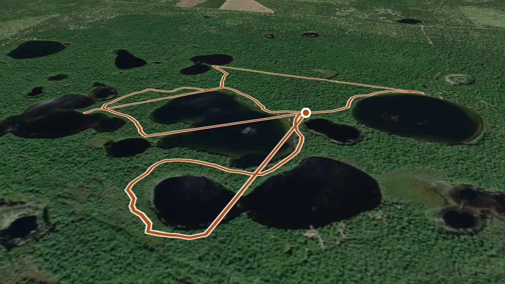 3-D terrain view of Pretty Lake Pathway