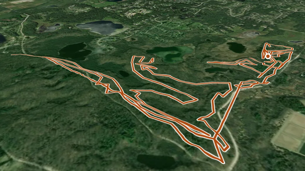 3-D terrain view of Brighton Rec. Area - Murray Lake Trail