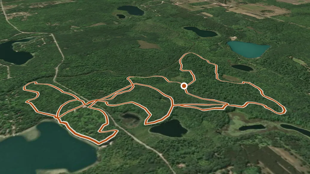 3-D terrain view of Lake Ann Trail