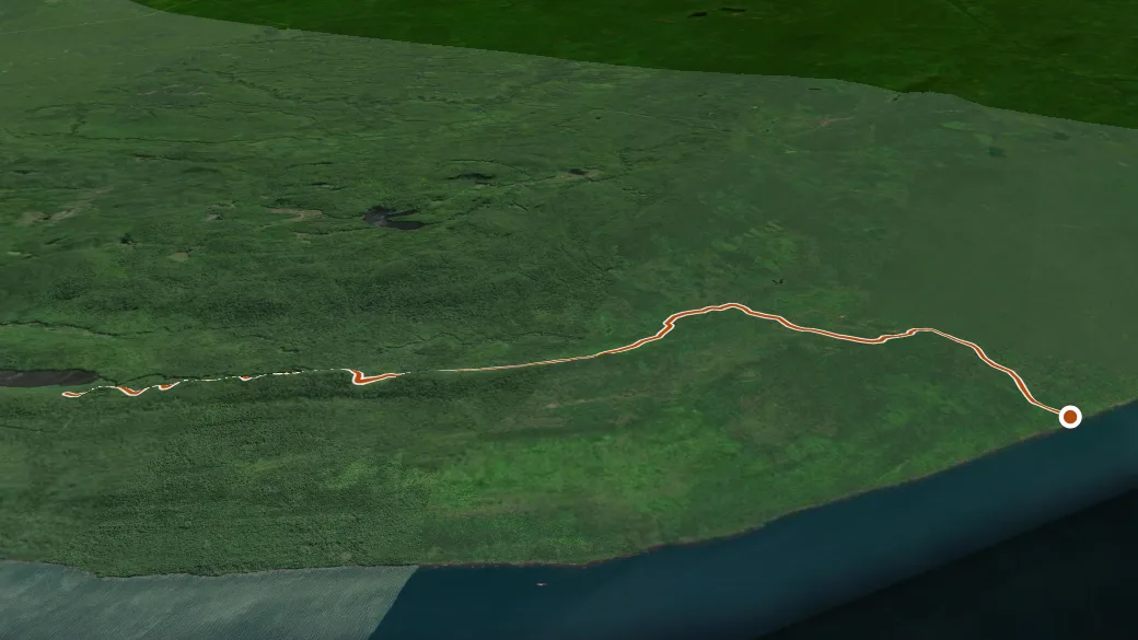 3-D terrain view of Big Carp River Trail