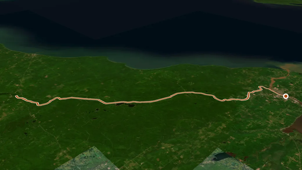 3-D terrain view of Bill Nicholls Route