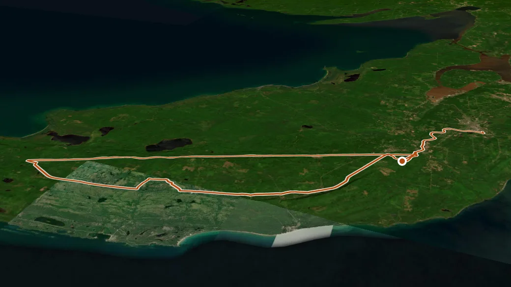 3-D terrain view of Keweenaw State Trail