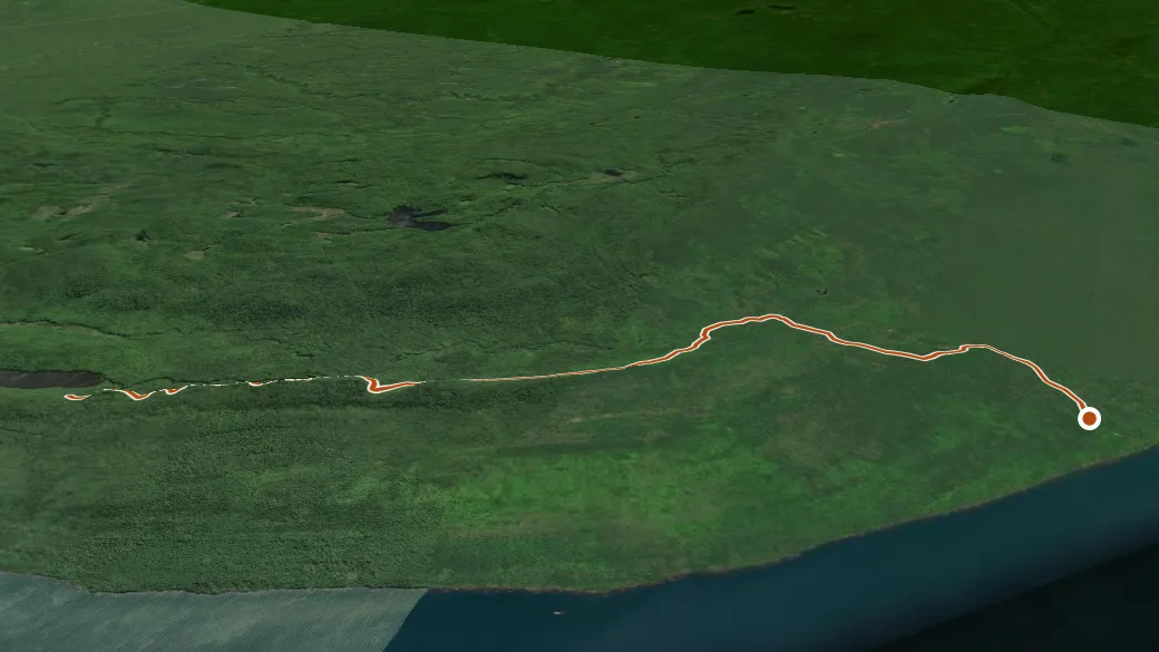 3-D terrain view of Porcupine Mts Big Carp River Trail