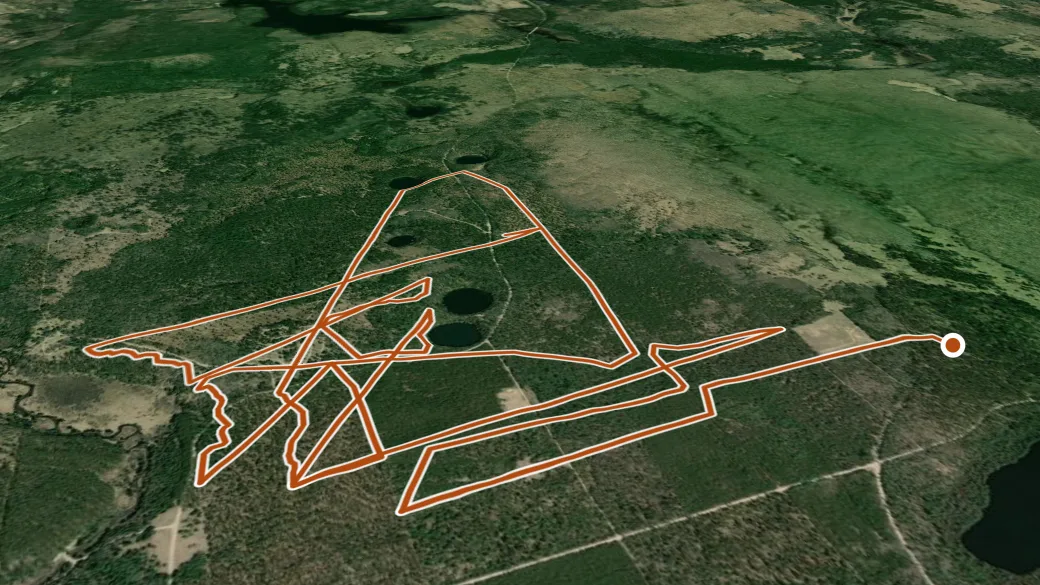 3-D terrain view of Pigeon River Equestrian Trail