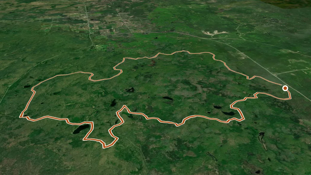 3-D terrain view of Hoist Lake Trails
