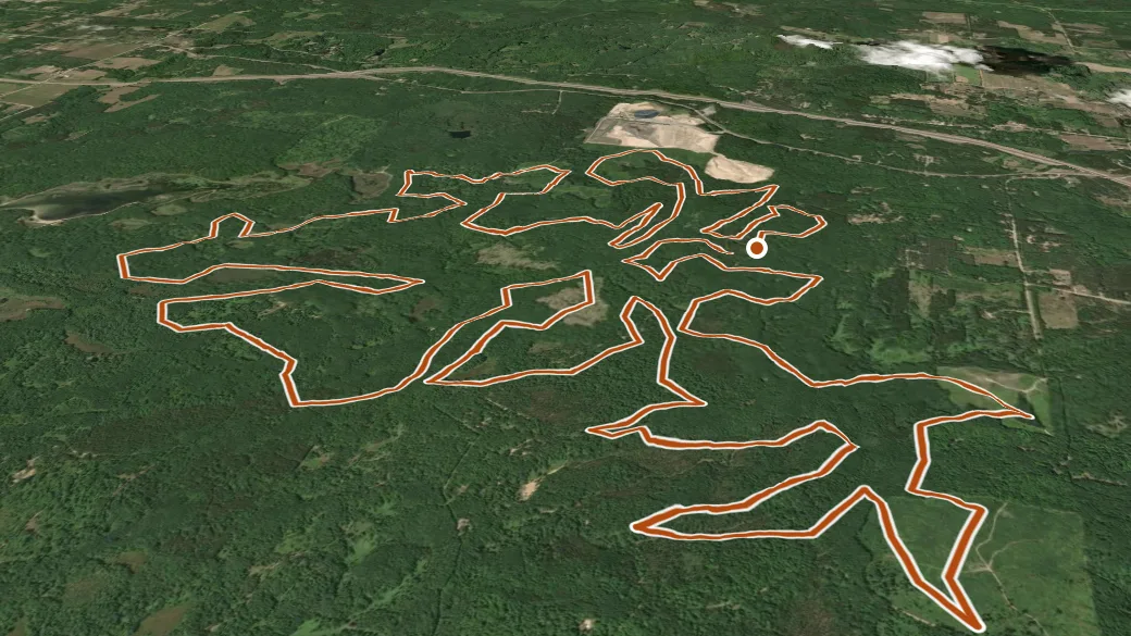 3-D terrain view of Long Lake Motorcycle Trail