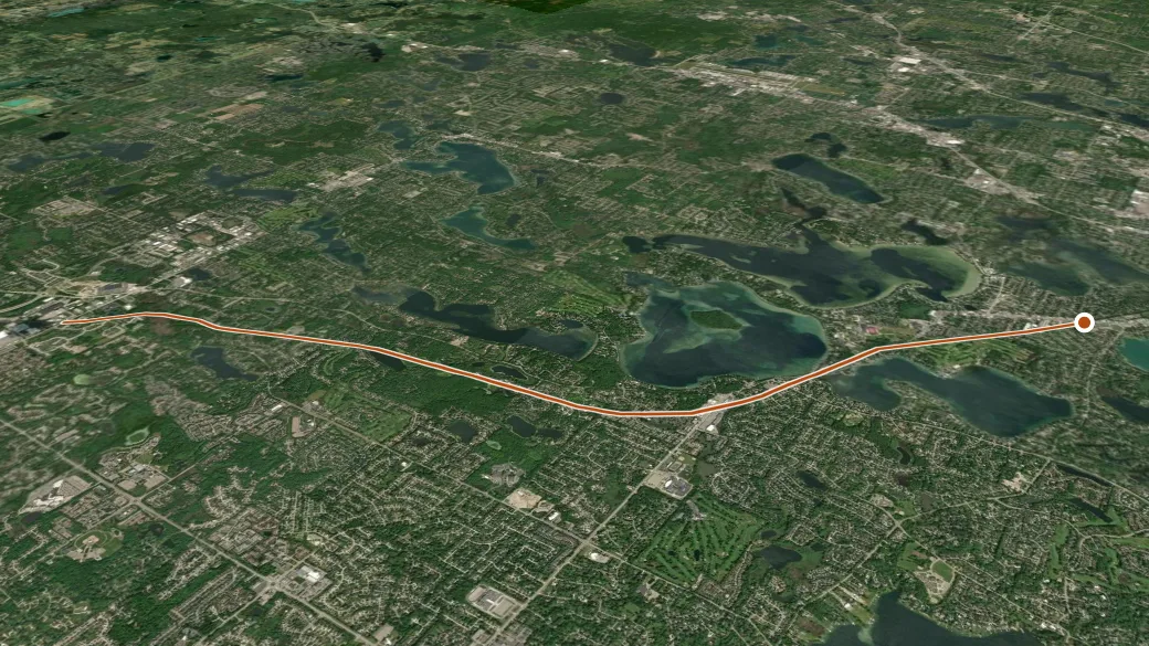 3-D terrain view of West Bloomfield Trail Development