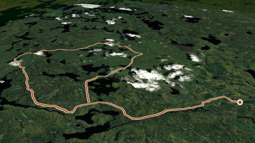 3-D terrain view of Sioux Hustler Trail