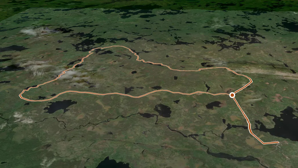 3-D terrain view of Powwow Trail