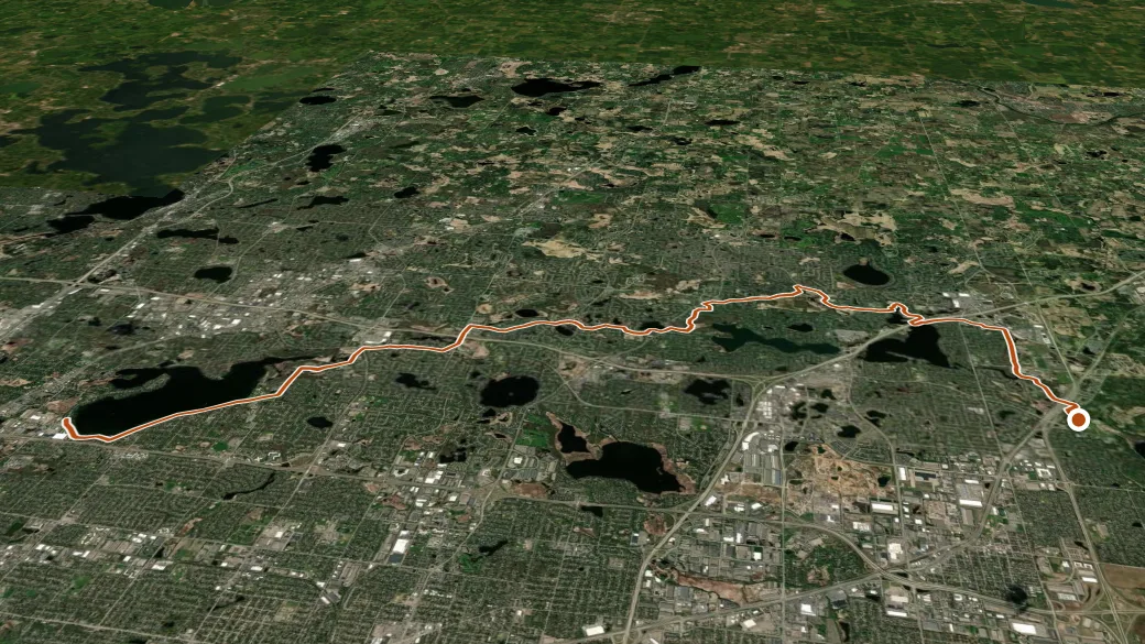 3-D terrain view of Medicine Lake Regional Trail