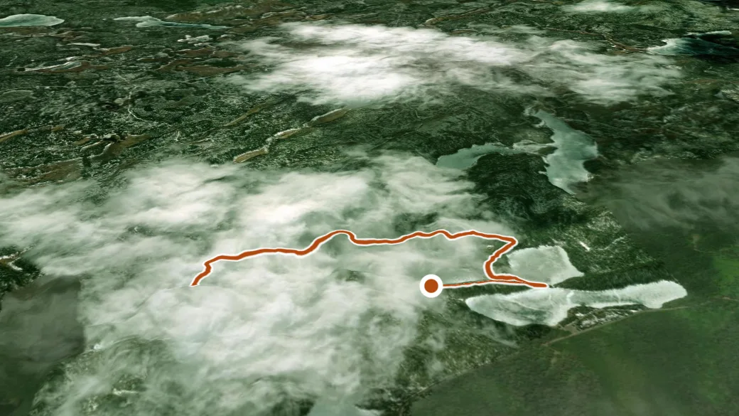 3-D terrain view of Hogback Lupus Trail Loop