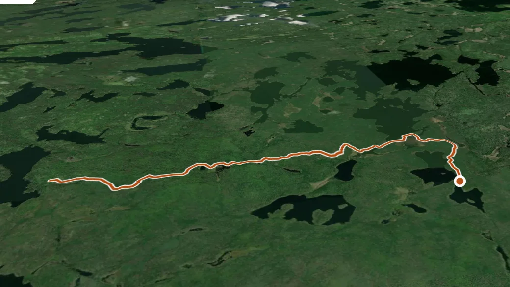 3-D terrain view of Old Pines Loop Trail