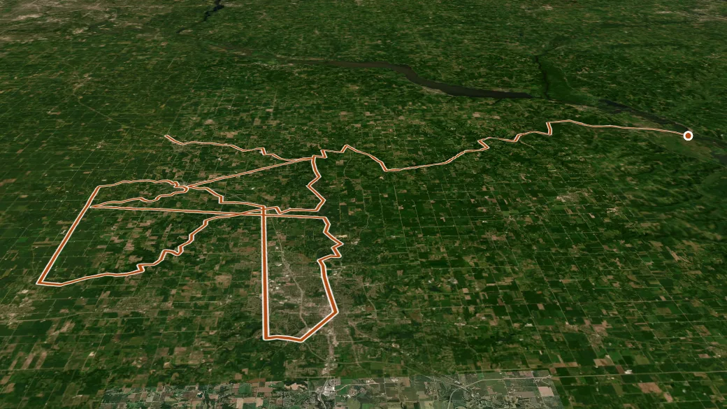 3-D terrain view of Zumbro River