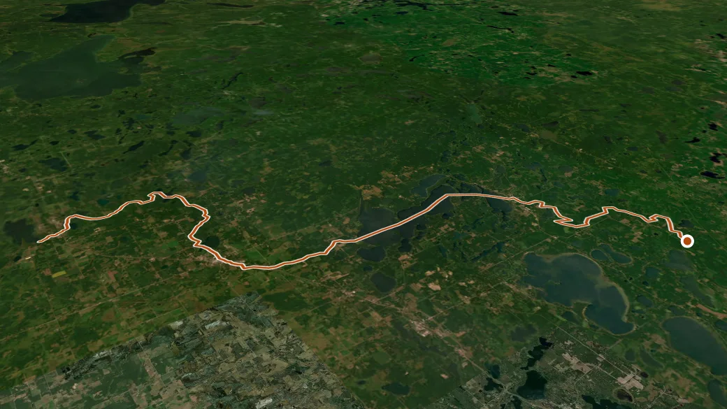 3-D terrain view of Pine River