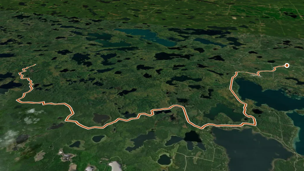 3-D terrain view of Suomi Snowmobile Trail