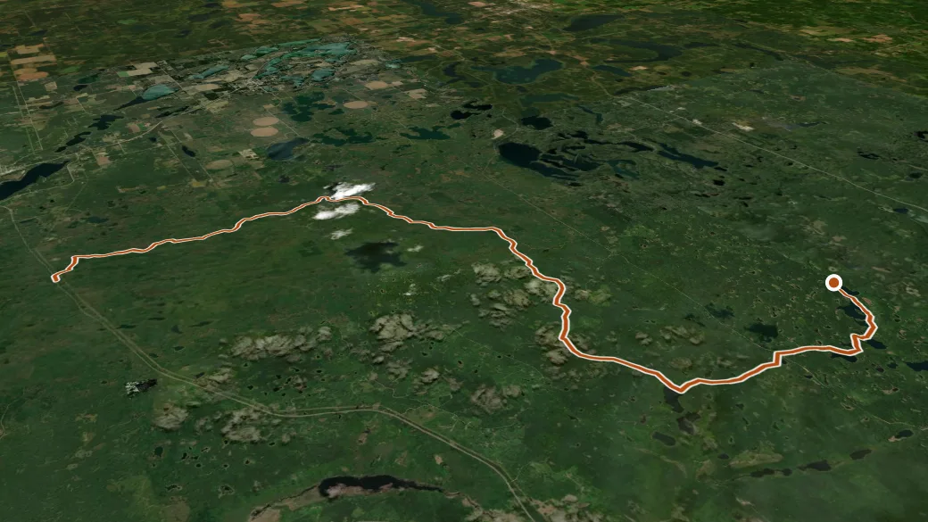 3-D terrain view of Paul Bunyan State Forest