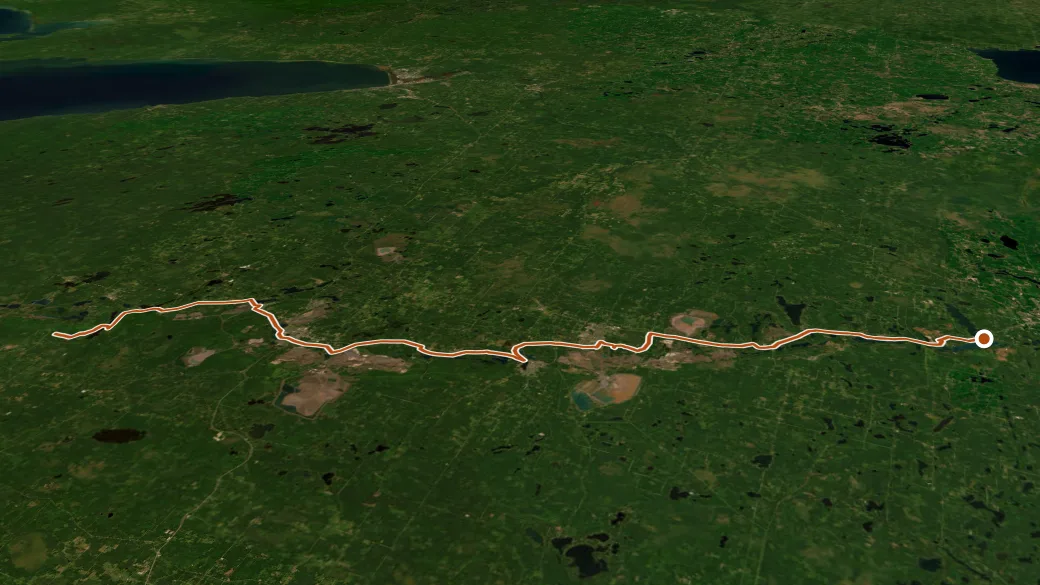 3-D terrain view of Mesabi Trail