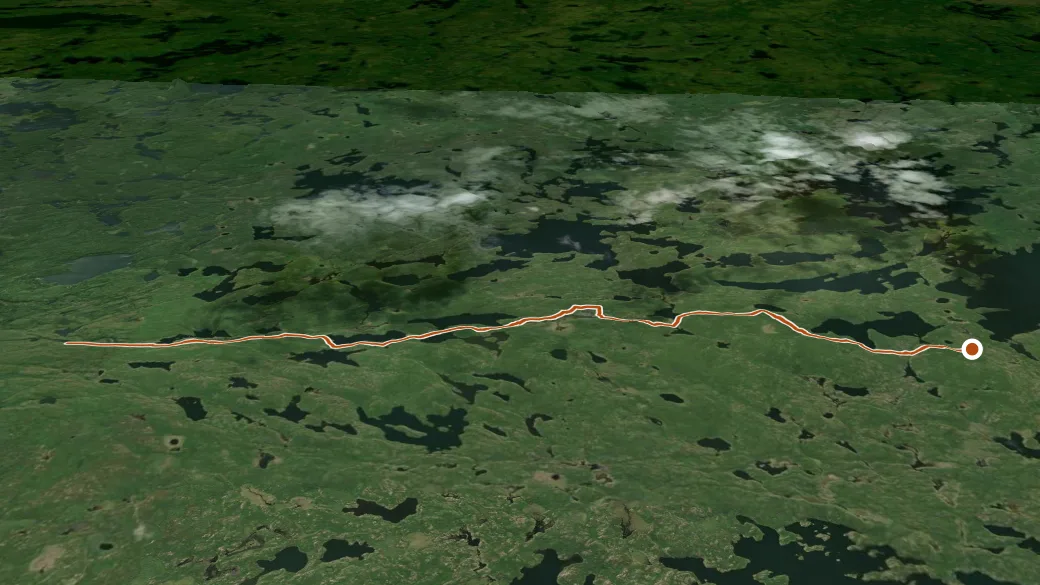 3-D terrain view of Kekekabic Trail