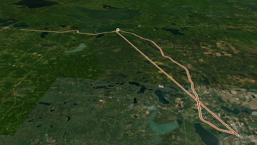 3-D terrain view of Heartland State Trail