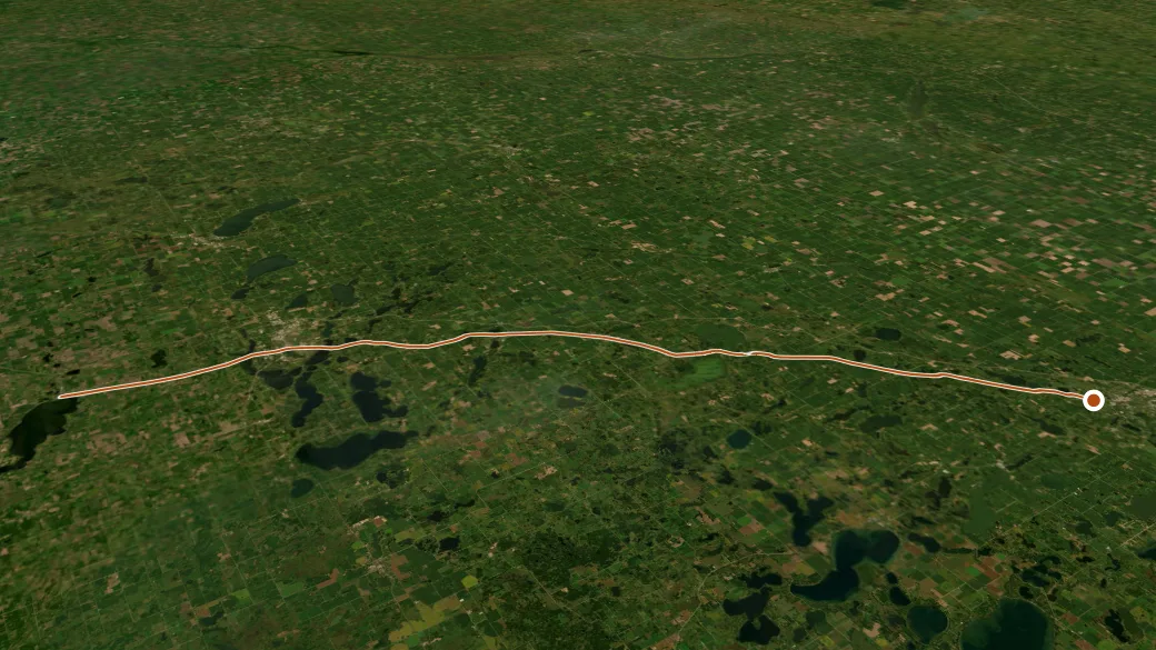 3-D terrain view of Central Lakes State Trail