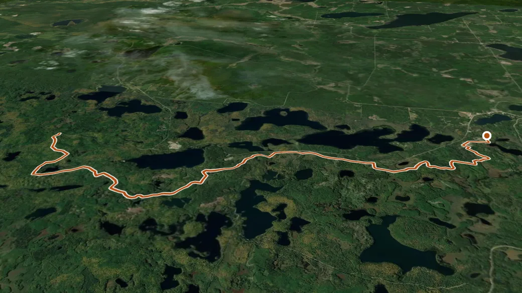 3-D terrain view of Marcell South Snowmobile Trail