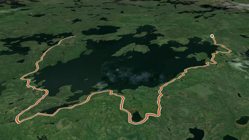 3-D terrain view of Snowbank Trail