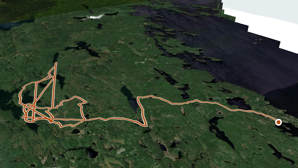 3-D terrain view of Cruiser Lake Trail