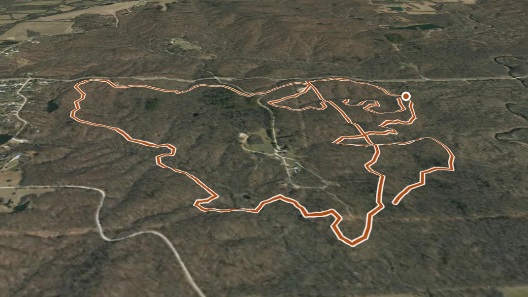 3-D terrain view of Mcadoo Trail System