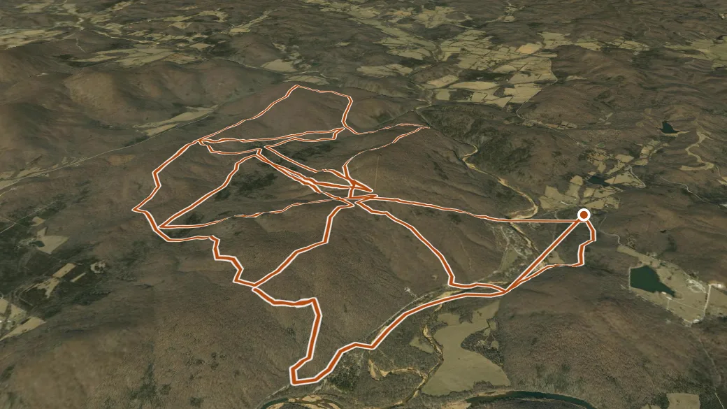 3-D terrain view of Mudlick Equestrian Hike Trail