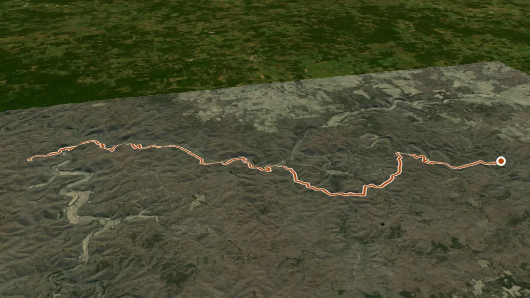 3-D terrain view of Ozark Trail - 11-Pt River