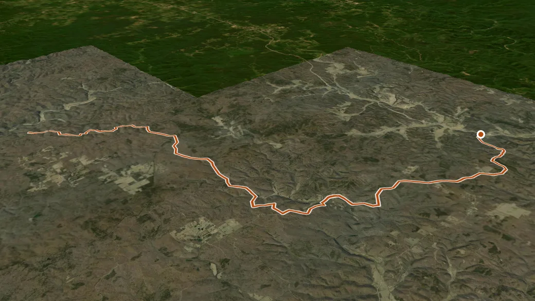 3-D terrain view of Ozark Trail Between The Rivers