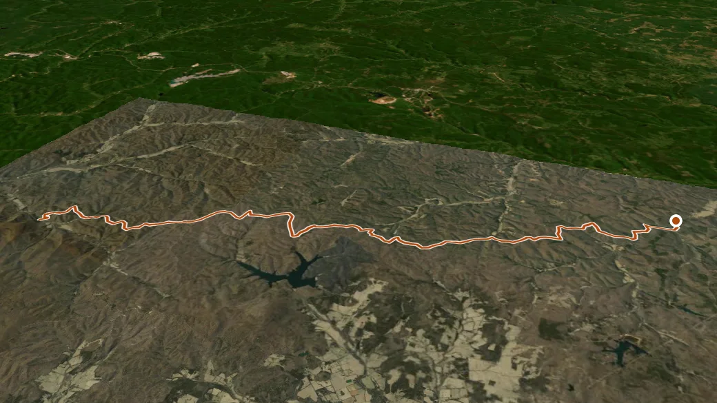 3-D terrain view of Ozark Trail - Trace Creek