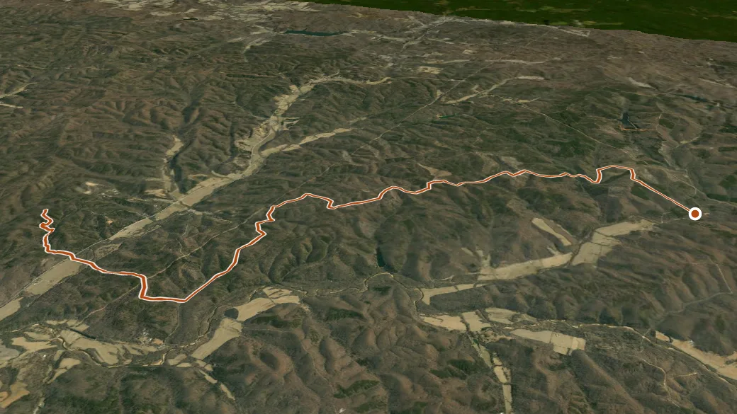 3-D terrain view of Ozark Trail - Courtois Creek