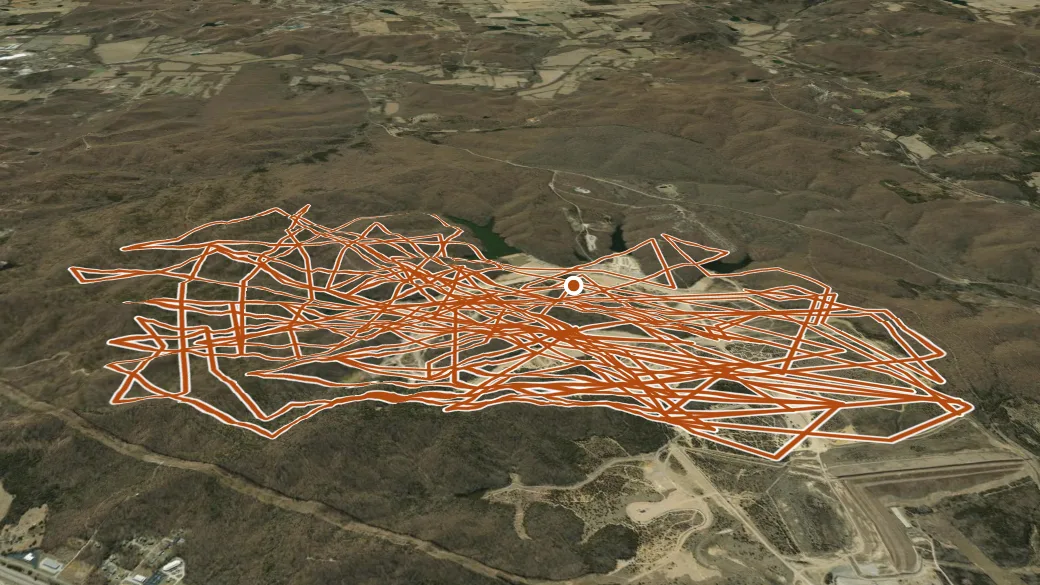 3-D terrain view of Orv Trail System