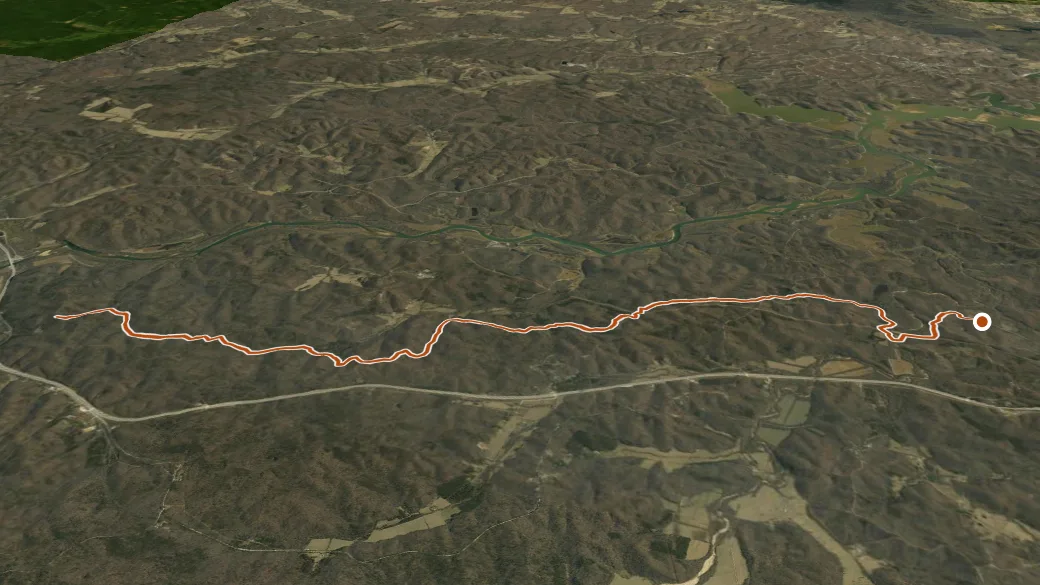 3-D terrain view of Ozark Trail - Wappapello Section