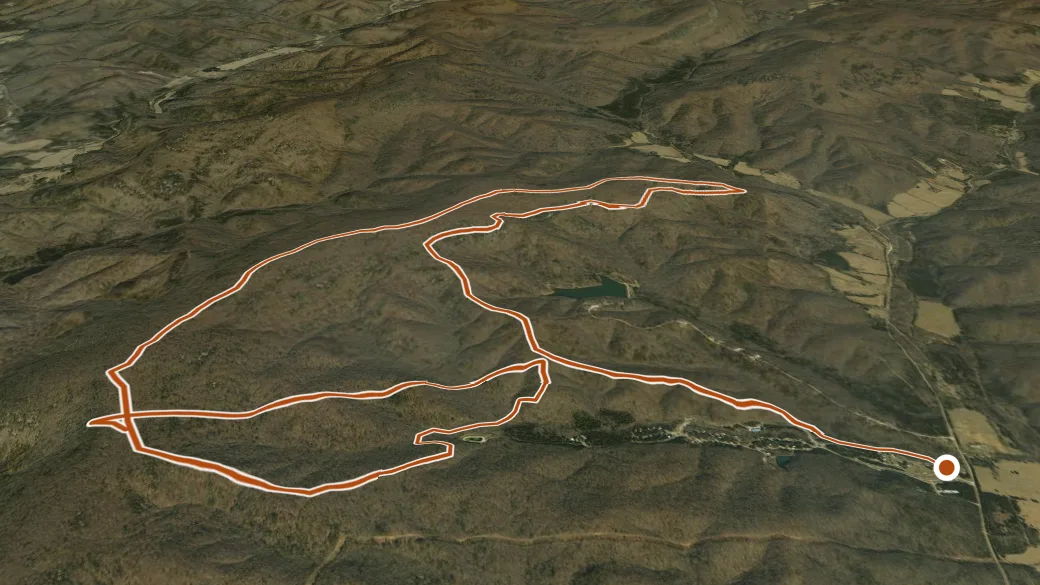 3-D terrain view of Goggins Mountain Equestrian Trail