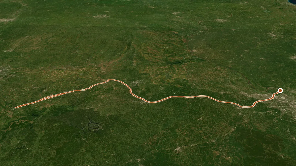 3-D terrain view of Katy Trail