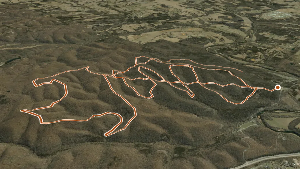 3-D terrain view of Pike Run Trail
