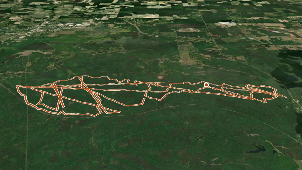 3-D terrain view of Witchdance Trail