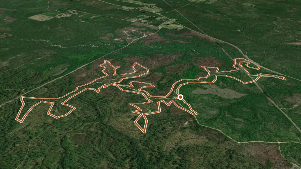 3-D terrain view of Bethel Motorcycle Trail